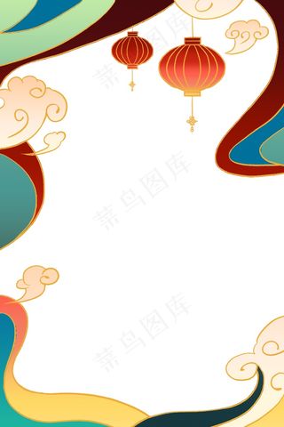 国潮手绘相框psd分层模板