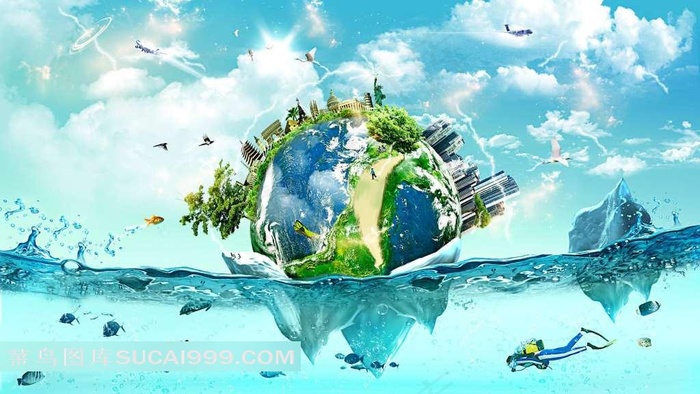 水上的地球海报设计