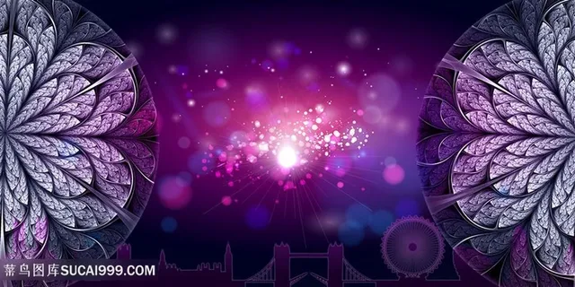 幻想紫色梦幻花朵绚丽花朵晚会舞台美容地产元素素材