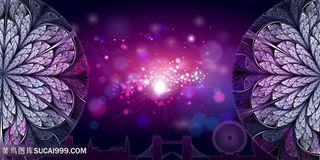 幻想紫色梦幻花朵绚丽花朵晚会舞台美容地产元素素材