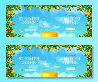 广告夏天饮料果汁横幅