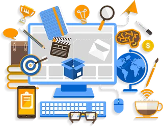 电脑图标科技蓝色科技kv主视觉素材
