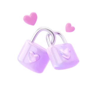 3D情人节爱心锁免扣素材