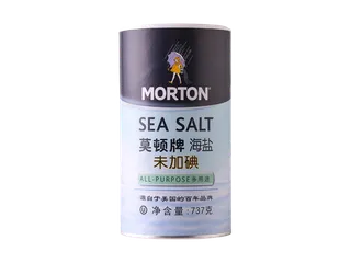 中盐莫顿未加碘海盐超市商品白底图免抠实物摄影png格式图片透明底