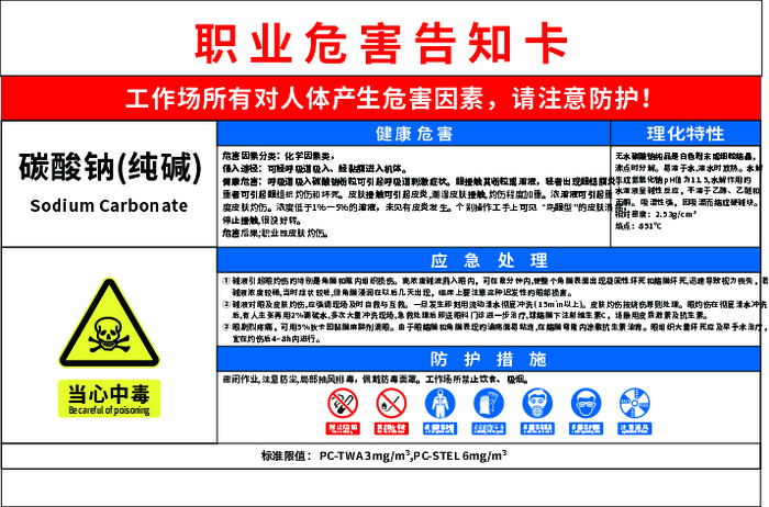 碳酸钠职业病危害告知卡cdr矢量模版下载