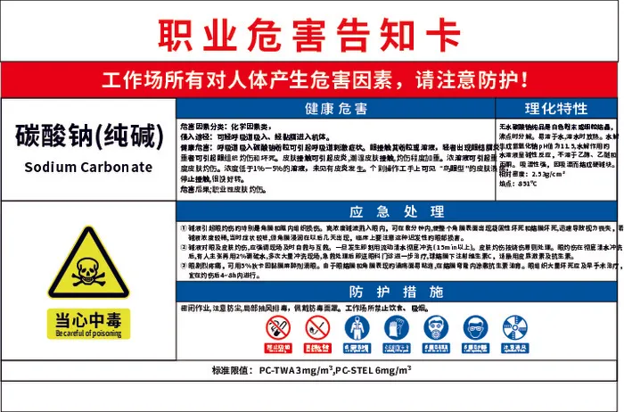 碳酸钠职业病危害告知卡cdr矢量模版下载