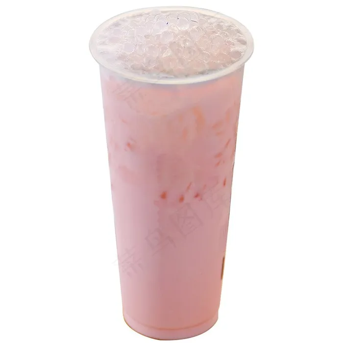 奶茶饮品图片-草莓西米饮（免抠图）