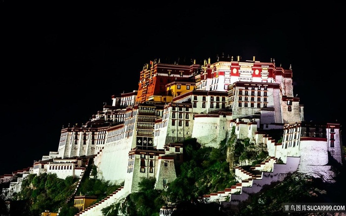 布达拉宫夜景图片