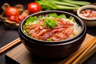 煲仔饭拌饭美食摄影图