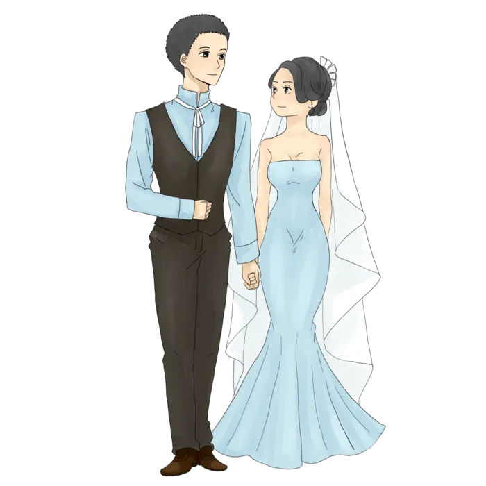 婚纱卡通人物婚礼白纱结婚婚纱摄影手绘