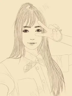 线稿  美女  素描 线稿  美女  素描