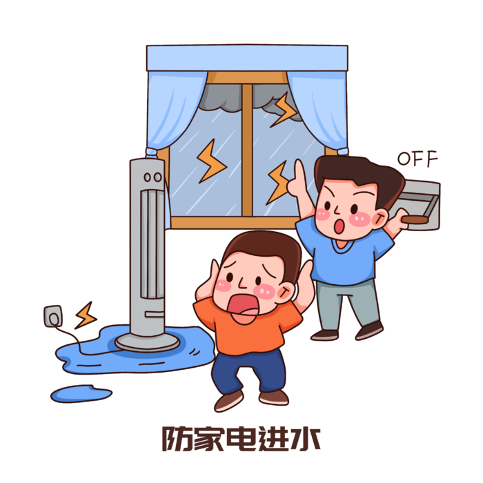 卡通户外家庭夏季避雷防雷电安全知识插画