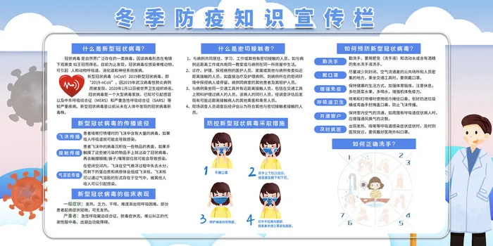 春节冬季肺炎疫情防控指南宣传海报插画展板PSD设计素材模板psd模版下载
