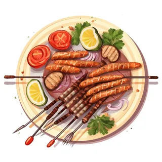 卡通烤肉烧烤架美食免抠