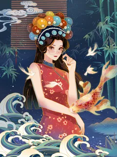 手绘中国风国潮京剧戏曲人物插画古风国粹花旦ai矢量ps设计素材图