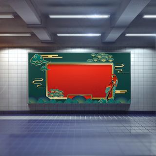 中国风国潮展板背景psd分层模板