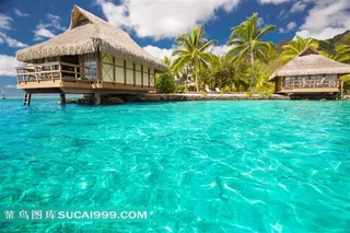 海边小木屋风景图片