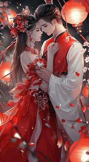 中国风情人节古风情侣拥抱亲吻爱情，七夕节