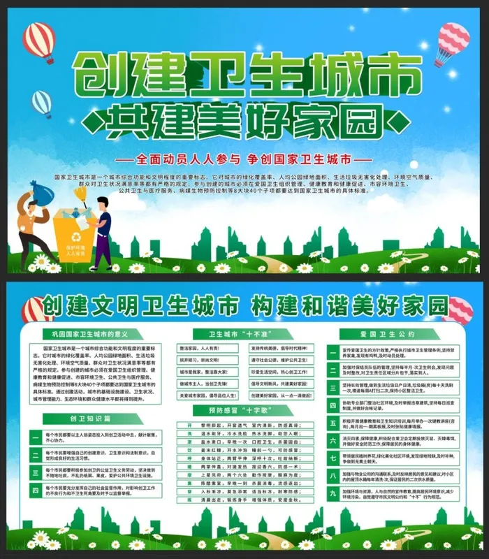 创卫宣传展板psd模版下载