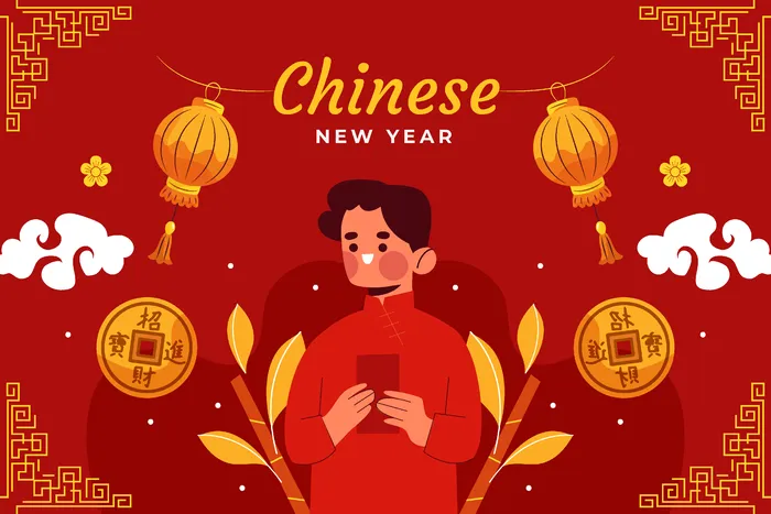 新年虎年中国风人物插画ai矢量模版下载