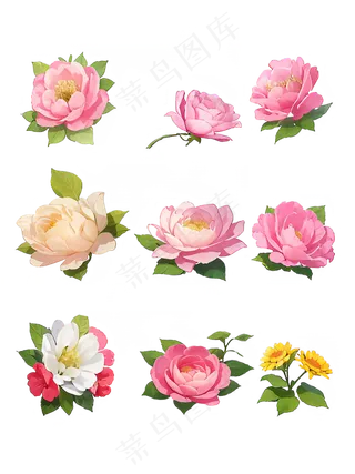 红色 粉色 手绘 免抠 PNG 玫瑰 花 素材13