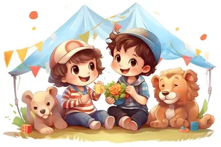 儿童孩子玩耍气球乐园聚会插画海报素材背景