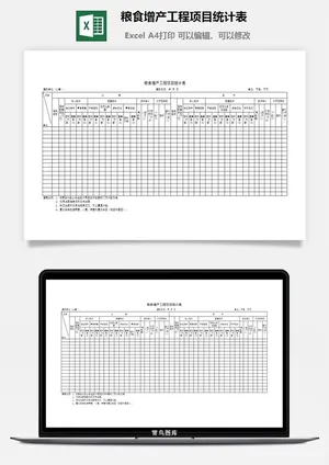 粮食增产工程项目统计表excel模板预览图