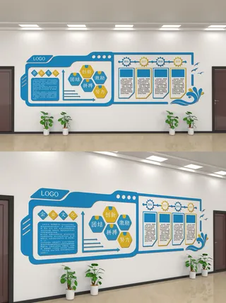 企业公司商业文化墙装修展板口号标语历史进程