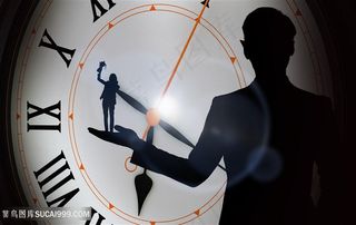 希望之光时钟商务人物剪影