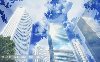 城市高楼蓝天白云世界地图背景素材