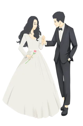 婚纱卡通人物婚礼白纱结婚婚纱摄影手绘