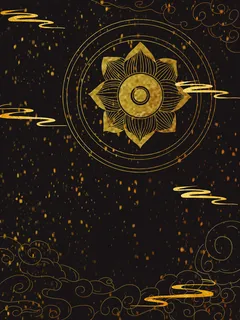 国潮中国风复古敦煌岩彩山水祥云插画烫金肌理背景PSD设计素材