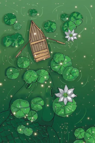 简约荷叶夏至插画绿色夏至海报