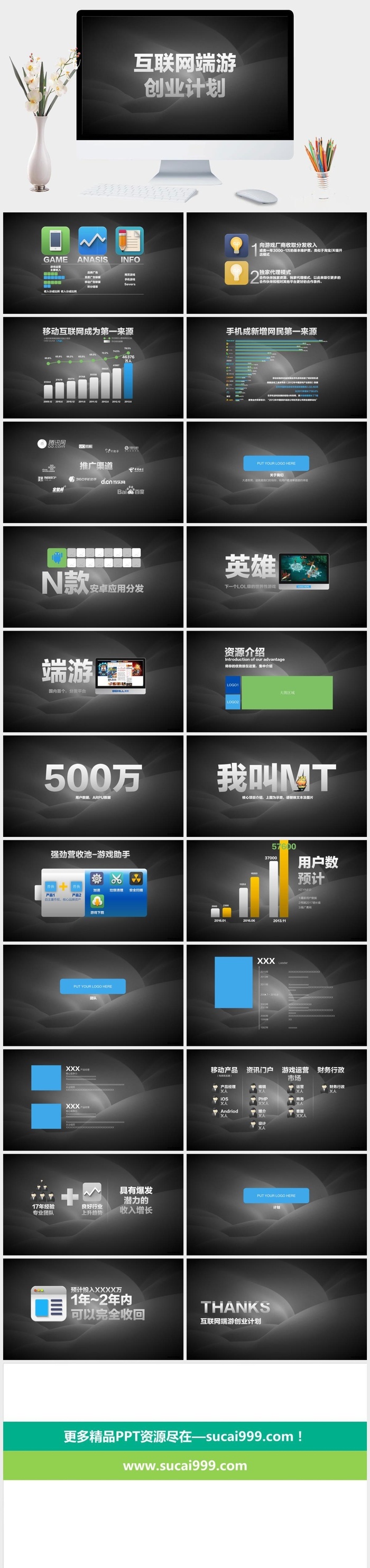 网络游戏创业计划书PPT模板
