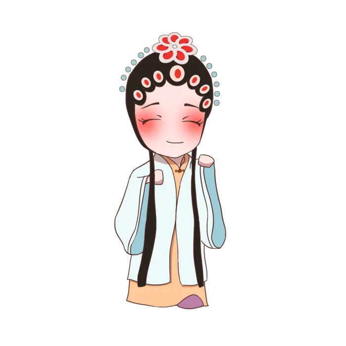 卡通京剧戏剧人物脸谱插画PNG图片 国潮中国风Q版戏剧人物PS素材