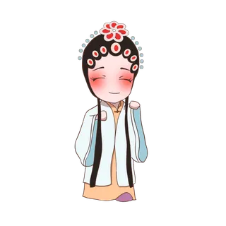 卡通京剧戏剧人物脸谱插画PNG图片 国潮中国风Q版戏剧人物PS素材