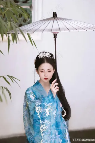 高清拿雨伞的*古装美女摄影图片