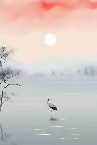 清新意境白云山水背景