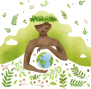 手绘清新手抱地球少女