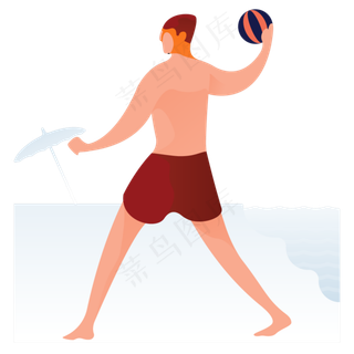 沙滩球人物免抠图