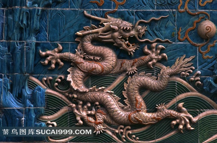 中国龙纹戏珠浮雕艺术