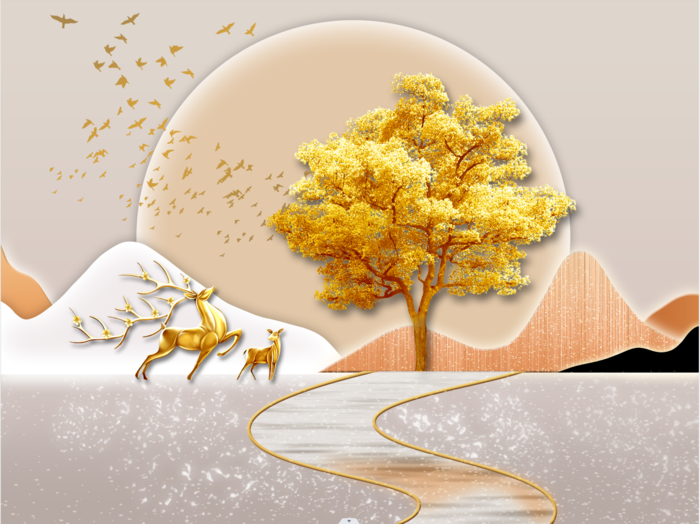 轻奢抽象麋鹿装饰画