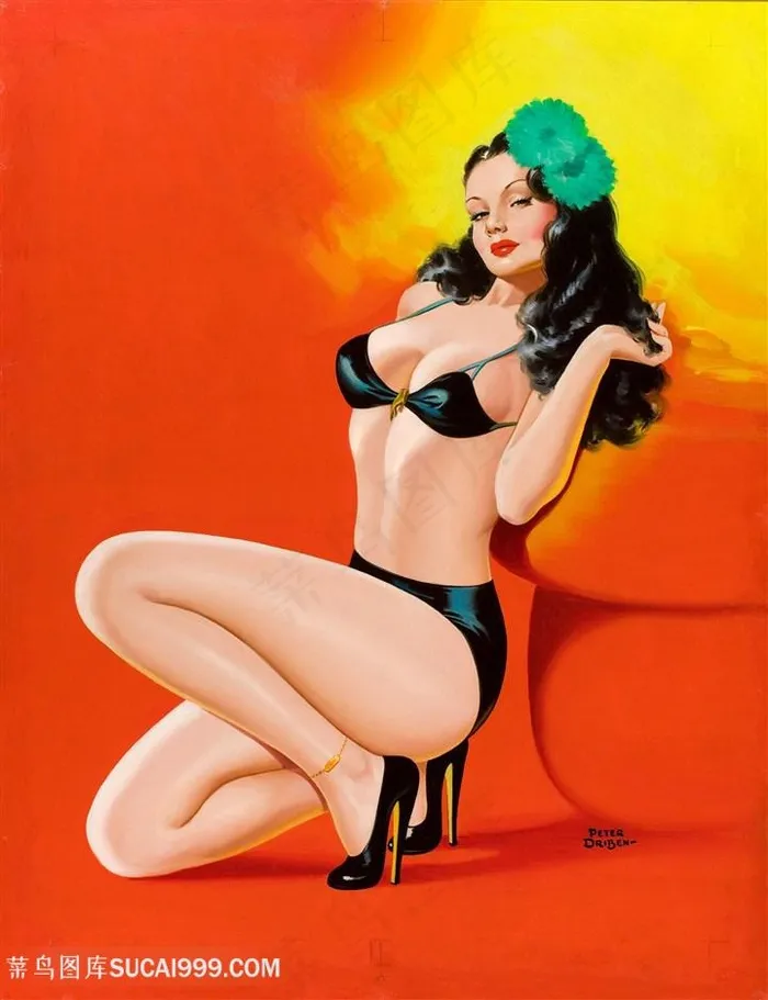 唯美性感时尚美女艺术插画