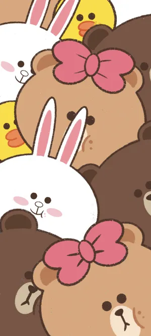 兔子熊鸡蝴蝶结背景