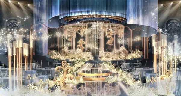 蓝金色高端婚礼效果图