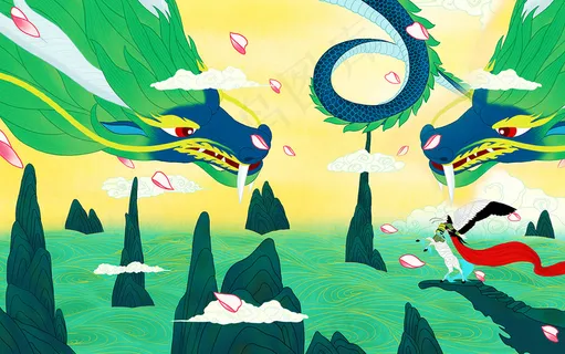 中国风古风国潮祥云旭日背景