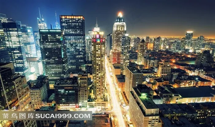 纽约大都市街景夜景素材