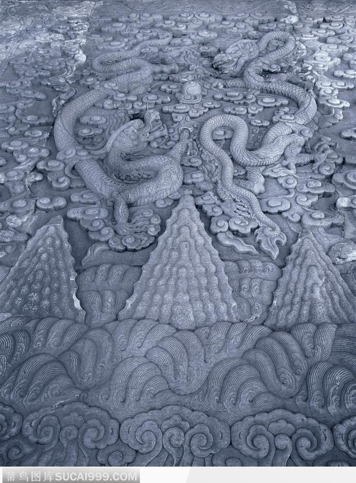 中华石雕-双龙戏珠祥云浮雕