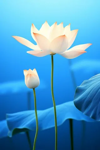 蓝色简约大气荷花意境背景