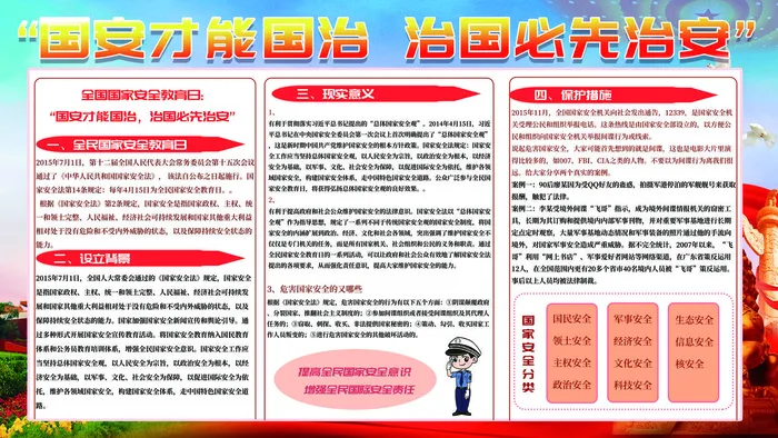 全民国家安全教育日科普社区公益背景展板海报PSD素材模板设计psd模版下载